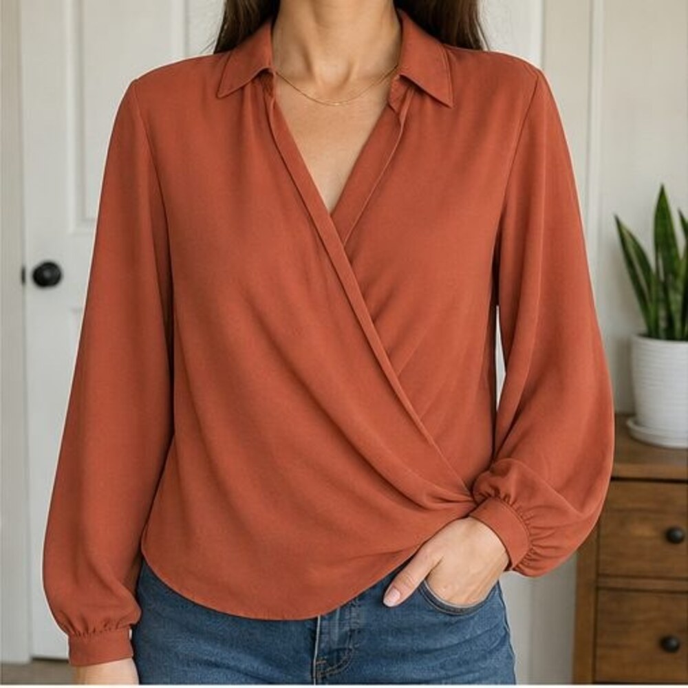Rust Ruffle Blouse - Picture 2 of 6